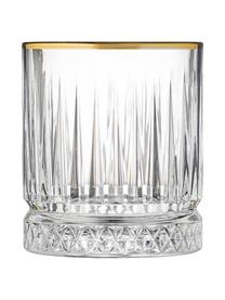 Whiskyglazen Firenze met reliëf en goudkleurige rand, 4 stuks, Glas, Transparant, goudkleurig, Ø 9 x H 10 cm, 350 ml