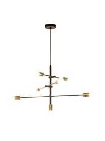 Lámpara de techo grande Venja, Estructura: metal con pintura en polv, Anclaje: metal con pintura en polv, Cable: forro textil, Negro, latón, Ø 84 cm