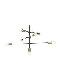 Lámpara de techo grande Venja, Estructura: metal con pintura en polv, Anclaje: metal con pintura en polv, Cable: forro textil, Negro, latón, Ø 84 cm