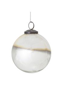 Kerstballen Mouna, 2 stuks, Parelwit, grijs, beige, Ø 10 x H 10 cm
