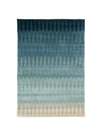 Alfombra artesanal de diseño Acacia, Parte superior: 100% lana, Reverso: 100% algodón Las alfombra, Tonos azules, An 140 x L 200 cm (Tamaño S)
