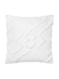 Housse de coussin 50x50 tuftée Faith, 100 % coton, Blanc, larg. 50 x long. 50 cm