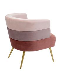 Sillón de terciopelo diseño retro Sandwich, Tapizado: terciopelo de poliéster, Patas: metal recubierto, Terciopelo tonos rosas, An 65 x F 64 cm