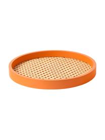 Bandeja redonda con tejido vienés Carina, Estante: ratán, Borde: tablero de fibras de dens, Naranja, Ø 30 x Al 3 cm