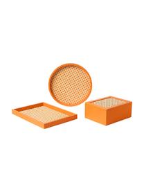 Bandeja redonda con tejido vienés Carina, Estante: ratán, Borde: tablero de fibras de dens, Naranja, Ø 30 x Al 3 cm