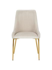 Fluwelen gestoffeerde stoel Ava in beige, Bekleding: fluweel (100% polyester) , Poten: metaal, Fluweel beige, B 53 x D 60 cm