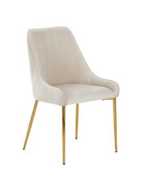 Krzesło tapicerowane z aksamitu Ava, Tapicerka: aksamit (100% poliester) , Nogi: metal galwanizowany, Beżowy aksamit, S 53 x G 60 cm