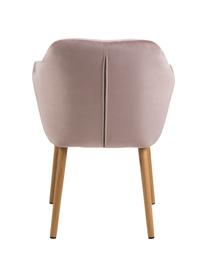 Chaise en velours avec accoudoirs Emilia, Velours rose, bois de chêne, larg. 57 x prof. 59 cm