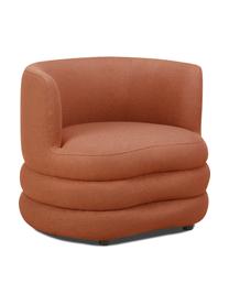 Poltrona di design in bouclé Solomon, Rivestimento: 100% poliestere Con 35.00, Struttura: legno massiccio di abete , Gambe: plastica, Tessuto bouclé rosso corallo, Larg. 95 x Prof. 80 cm