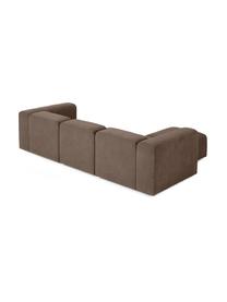 Sofa modułowa z pufem Lena (4-osobowa), Tapicerka: tkanina (88% poliester, 1, Stelaż: drewno sosnowe, sklejka, , Nogi: tworzywo sztuczne, Ciemnobrązowa tkanina, S 284 x G 181 cm