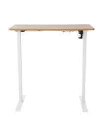 Biurko z regulacją wysokości Lea, Blat: sklejka pokryta melaminą, Stelaż: metal powlekany, Drewno naturalne, biały, S 120 x G 60 cm