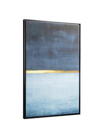 Leinwanddruck Wrigley, Rahmen: Mitteldichte Holzfaserpla, Bild: Leinwand, Blautöne, Goldfarben, B 60 x H 90 cm
