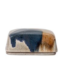 Handgemachte Butterdose Jules mit Farbverlauf, Steingut, Beigetöne, Brauntöne, Blau, B 14 x H 6 cm
