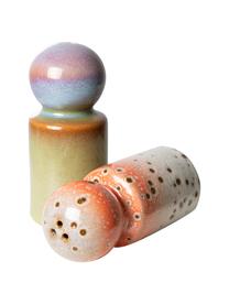 Handgemachter Salz- und Pfefferstreuer 70's, 2er-Set, Steingut, Bunt, Ø 5 x H 10 cm