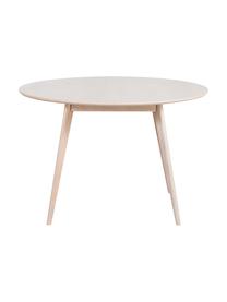 Stół do jadalni z litego drewna Yumi, Drewno dębowe, lite i bielone, Drewno dębowe, bielone, Ø 115 cm