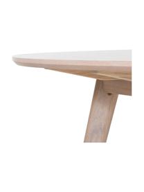 Table ronde en bois de chêne Yumi, Ø 115 cm, Bois de chêne, massif et blanc délavé, Bois de chêne, blanc brossé, Ø 115 x haut. 74 cm