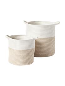 Aufbewahrungskörbe Kiya, 2er-Set, 35 % Baumwolle, 65 % Polyester, Weiß, Beige, Set mit verschiedenen Größen