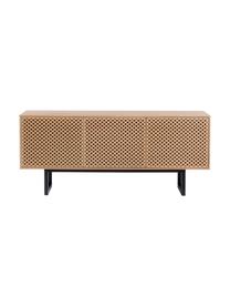 Komoda z fornirem z drewna dębowego Camden, Korpus: płyta pilśniowa (MDF) z f, Nogi: drewno brzozowe z certyfi, Drewno naturalne, czarny, S 175 x W 75 cm