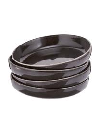 Handgemachte Schalen Nordic Coal, 4 Stück, Steingut, Anthrazit, Ø 22 x H 5 cm