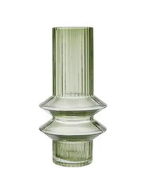 Transparante glazen vaas Rilla met een groene glans, Glas, Groen, Ø 10 x H 21 cm