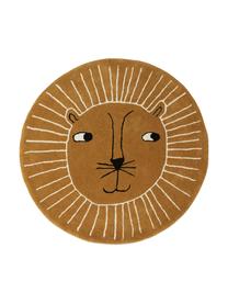 Wollteppich Lion, 80% Wolle, 20% Baumwolle, Karamellbraun, Schwarz, Weiß, Ø 95 cm
