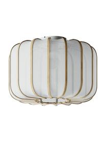 Plafoniera in bambù Salma, Paralume: tessuto, legno di bambù, , Baldacchino: metallo, Bianco, legno chiaro, Ø 40 x Alt. 28 cm