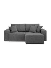 Divano letto angolare 3 posti con contenitore Melow, Rivestimento: 100% poliestere Con 80.00, Struttura: legno duro, legno tenero,, Tessuto grigio scuro, nero, maculato, Larg. 250 x Prof. 150 cm