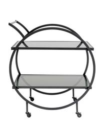 Metalen barcart Loft met glazen tafelbladen in zwart, Frame: gepoedercoat metaal, Zwart, B 74 x H 85 cm