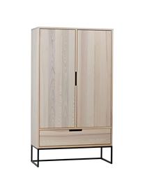 Dressoir Silas, Frame: geborsteld en gelakt esse, Poten: gelakt metaal, Beige, 85 x 149 cm