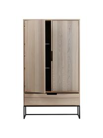 Dressoir Silas, Frame: geborsteld en gelakt esse, Poten: gelakt metaal, Beige, 85 x 149 cm