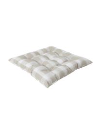 Kariertes Baumwoll-Sitzkissen Milène, Bezug: 100% Baumwolle, Beige, Weiß, B 40 x L 40 cm