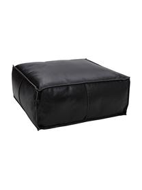 Grand pouf en cuir noir Arabica, Noir