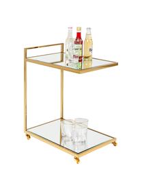 Desserte avec verre miroir Classy Gold, Structure : couleur dorée Tablette : verre Roulettes : blanc