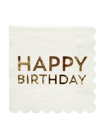 Servilletas de papel Birthday, 16 uds., Papel, Blanco, dorado, An 33 x L 33 cm