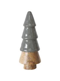 Decoratieve kerstboomset Romanjo, 3-delig, Mangohout, geverfd, naturel, Lichtbruin, grijstinten, Ø 5 x H 12 cm