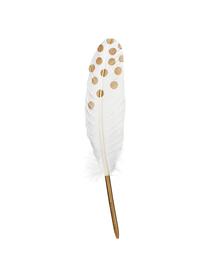 Pluma Punkte, Pluma real, metal, Blanco, dorado, An 2 x Al 28 cm