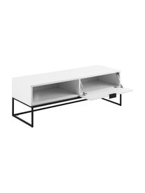 Witte tv-meubel Kobe met laden, Frame: gelakt MDF, Wit, zwart, 120 x 40 cm