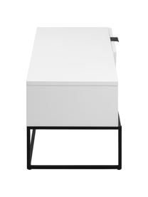 Witte tv-meubel Kobe met laden, Frame: gelakt MDF, Wit, zwart, 120 x 40 cm