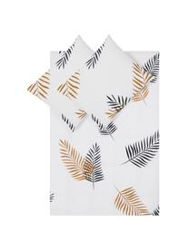 Housse de couette en coton Foliage, Blanc, ocre, noir