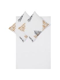 Housse de couette en coton Foliage, Blanc, ocre, noir