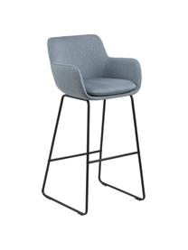 Barstoelen Lisa, 2 stuks, Bekleding: polyester, Frame: gepoedercoat metaal, Grijsblauw, 51 x 103 cm