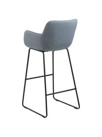 Barstoelen Lisa, 2 stuks, Bekleding: polyester, Frame: gepoedercoat metaal, Grijsblauw, 51 x 103 cm