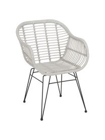Polyratanová židle s područkami Costa, 2 ks, Sedací část: světle šedá, strakatá Rám: matná černá