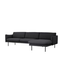 Ecksofa Moby in Dunkelgrau mit Metall-Füßen, Bezug: Polyester Der hochwertige, Gestell: Massives Kiefernholz, FSC, Füße: Metall, pulverbeschichtet, Webstoff Dunkelgrau, B 280 x T 160 cm, Eckteil links