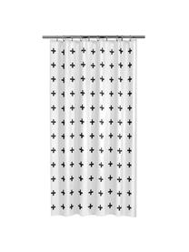 Rideau de douche blanc à imprimé Kenzie, Blanc, noir, larg. 180 x long. 200 cm