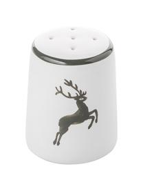 Handgemaakte zoutstrooier Classic Grey Deer, Keramiek, Grijs, wit, H 4 cm