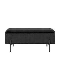 Panca in velluto con contenitore Woldorf, Rivestimento: velluto (poliestere), Gambe: metallo rivestito, Velluto nero, Larg. 95 x Alt. 46 cm