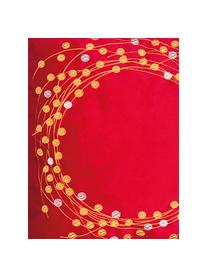 Fluwelen kussenhoes Circle met geborduurd wintermotief, Polyester fluweel, Rood, goudkleurig, 45 x 45 cm