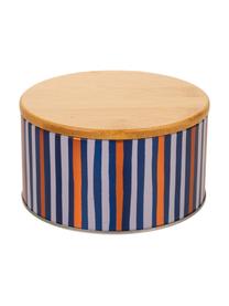 Caja decorativa Canny, Caja: metal, Tapa: bambú, Beige, dorado, azul, blanco, Ø 14 x Al 8 cm