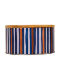 Caja decorativa Canny, Caja: metal, Tapa: bambú, Beige, dorado, azul, blanco, Ø 14 x Al 8 cm